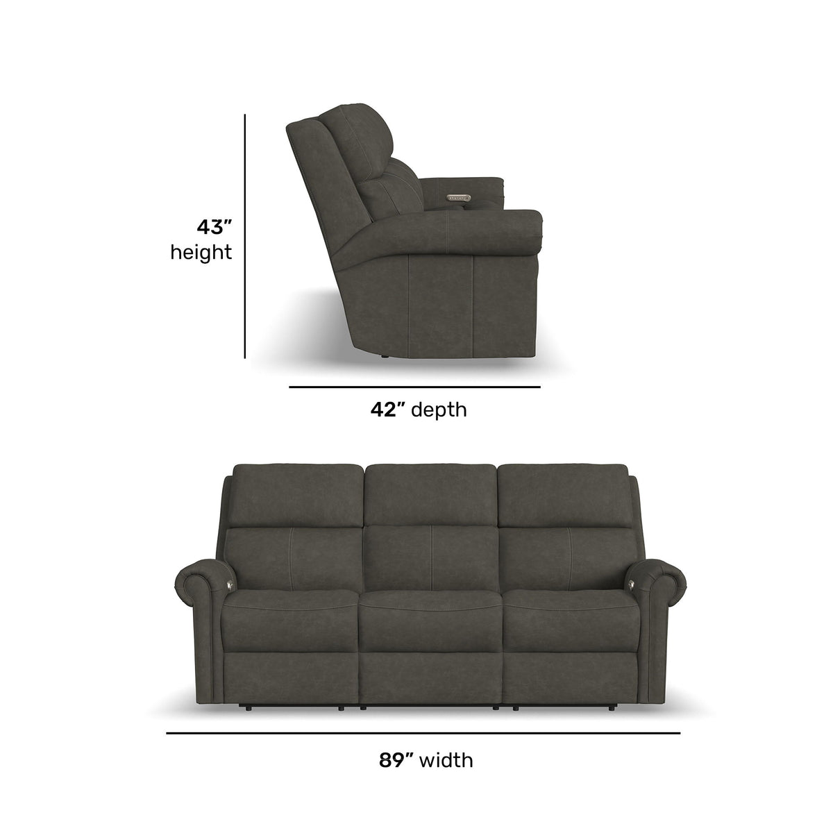 Bernard Power Reclining Sofa With Console, Power Headrests & Lumbar | Flexsteel