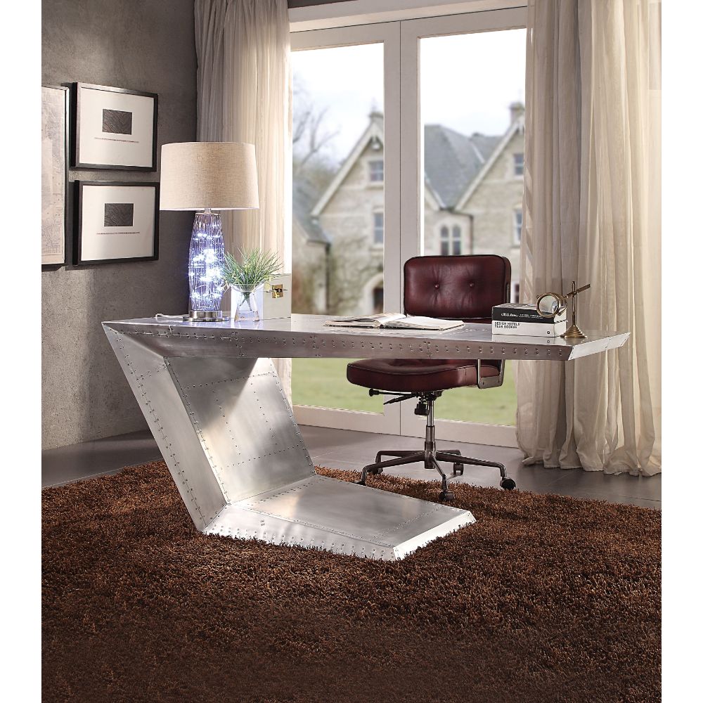 Brancaster Executive Writing Desk 92025 Aluminum | Acme | Home Elegance USA