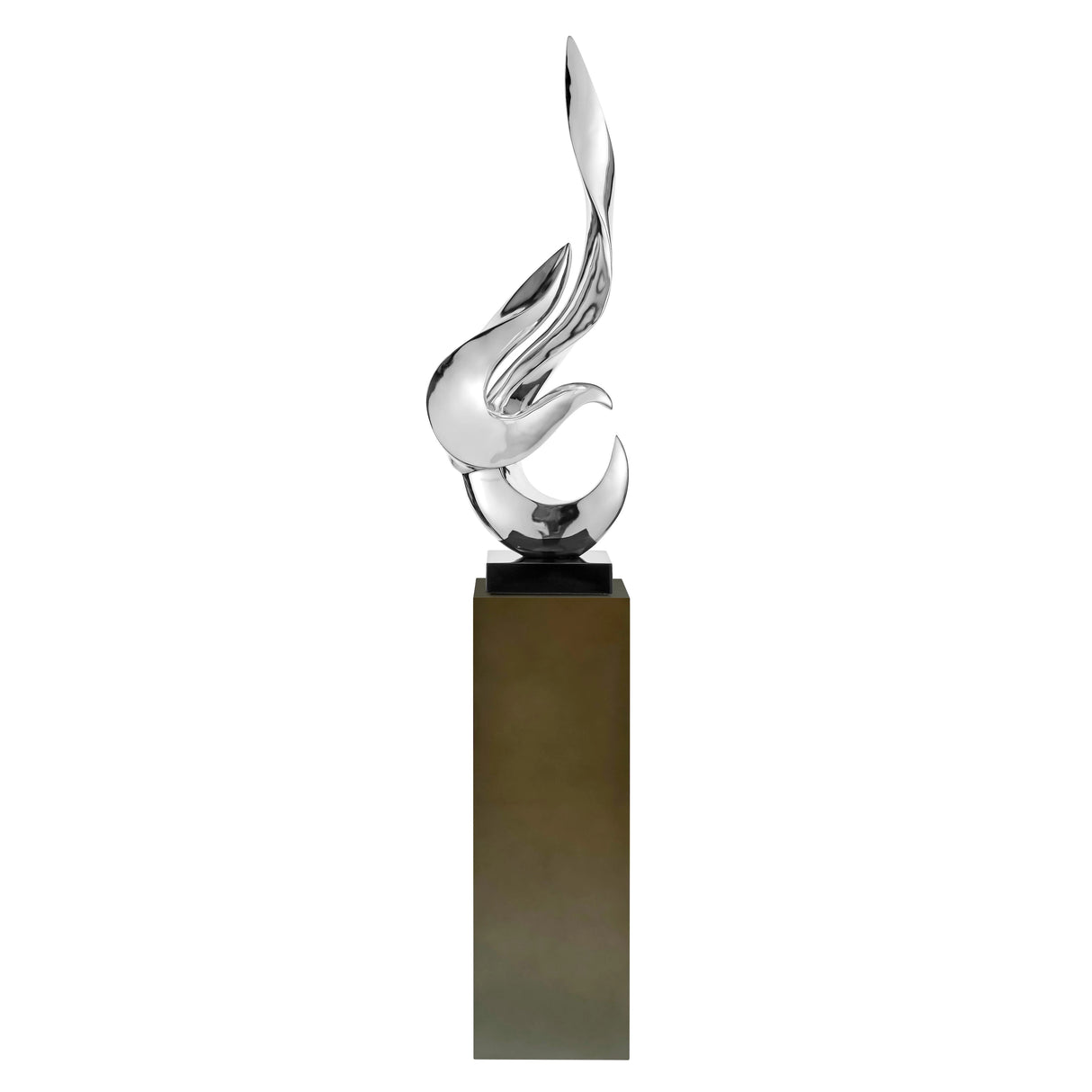 Escultura de piso Flame de 65" de alto // Cromada con base gris | Finesse