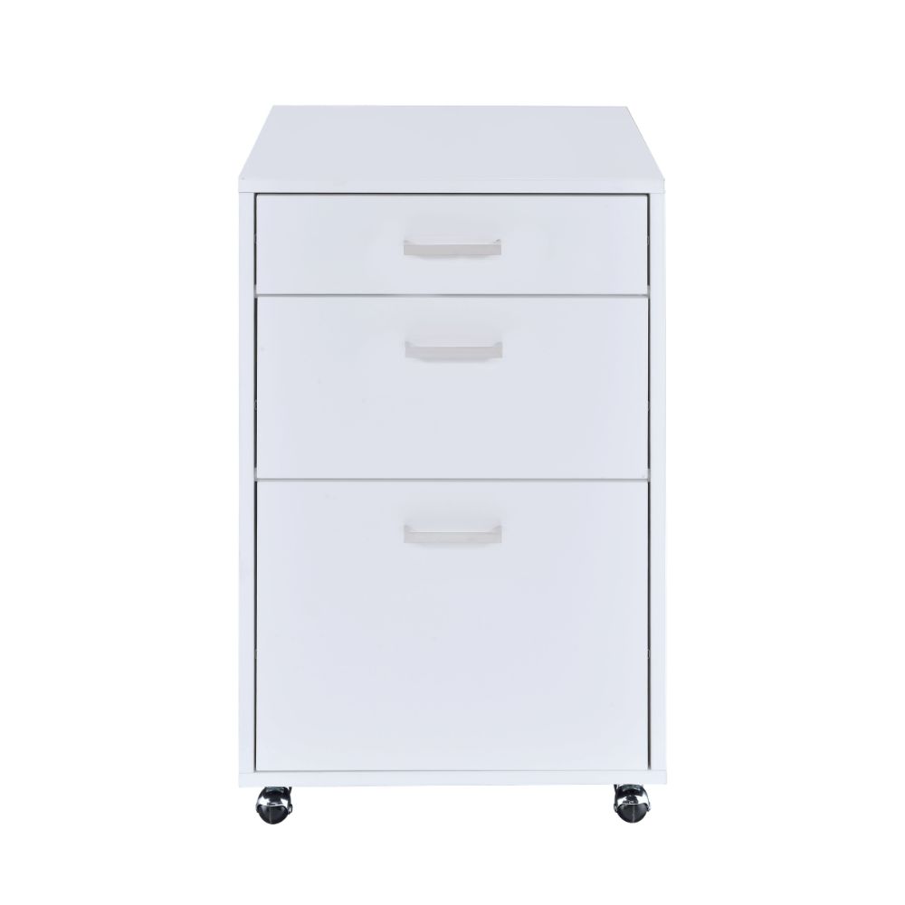 Acme - Coleen File Cabinet 92454 White High Gloss & Chrome Finish