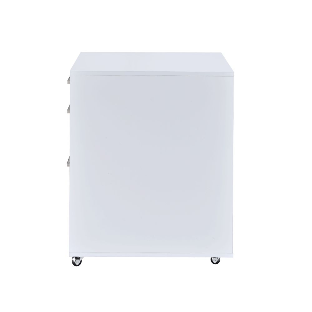 Acme - Coleen File Cabinet 92454 White High Gloss & Chrome Finish