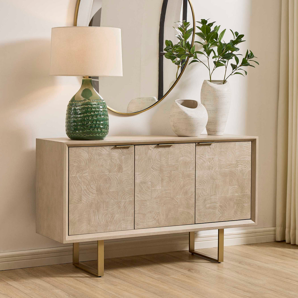 Maeva 3 Door Cabinet Light Wood - Light Brown by Uttermost - View 3