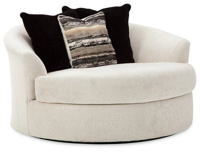 Ashley Snow Cambri Oversized Round Swivel Chair - Chenille | Home Elegance USA