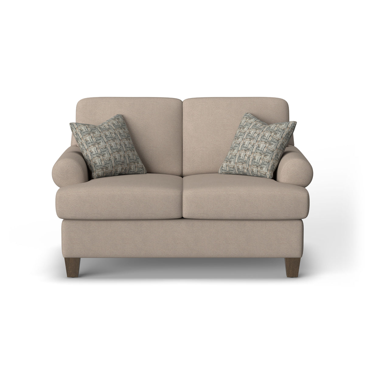 Moxy Fabric Loveseat, T-Shaped Seat Cushion, Curved Sock Arms | Flexsteel