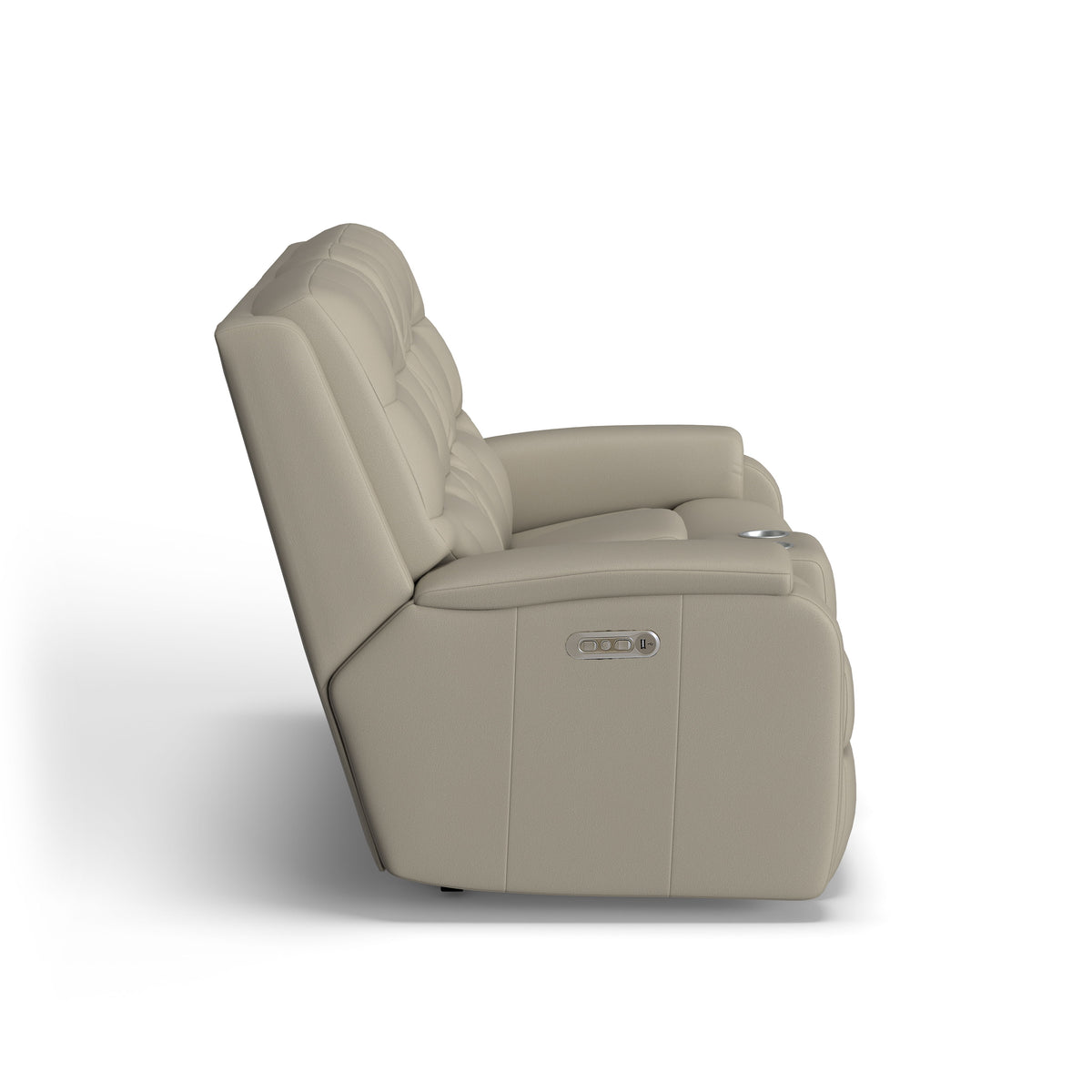 Arlo Transitional Leather Power Reclining Loveseat, Console & Power Headrests | Flexsteel