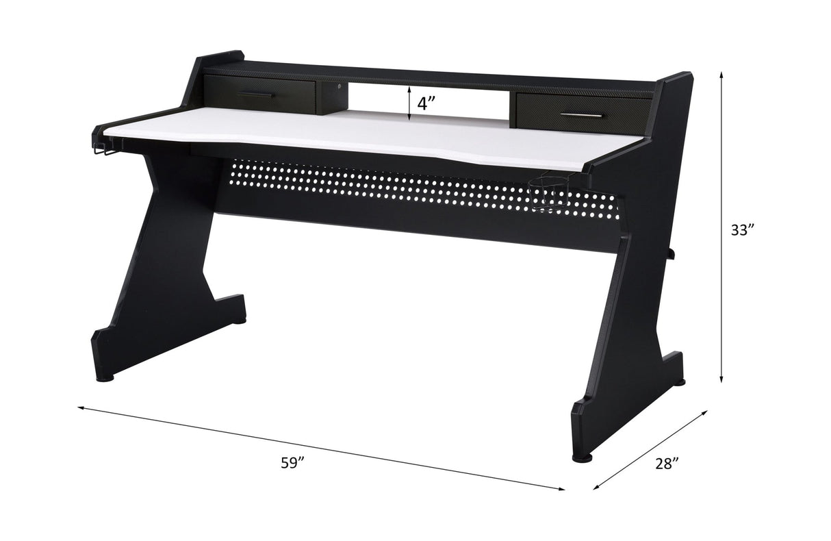 Bigga Gaming Desk 93129 Black & White Finish | Acme | Home Elegance USA