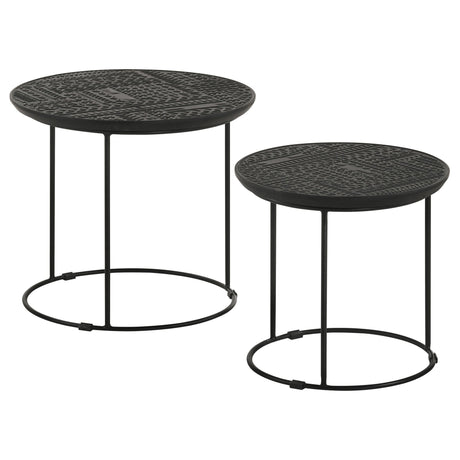 Loannis 2 - piece Round Nesting Table Matte Black | Coaster | Home Elegance USA
