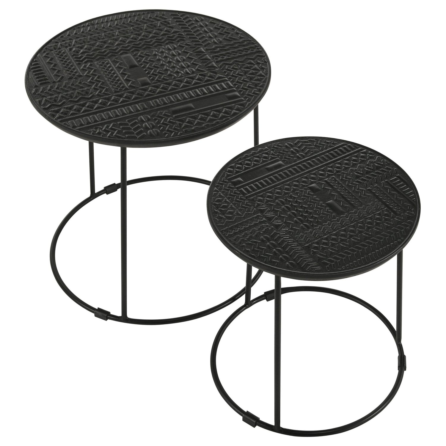 Loannis 2 - piece Round Nesting Table Matte Black | Coaster | Home Elegance USA