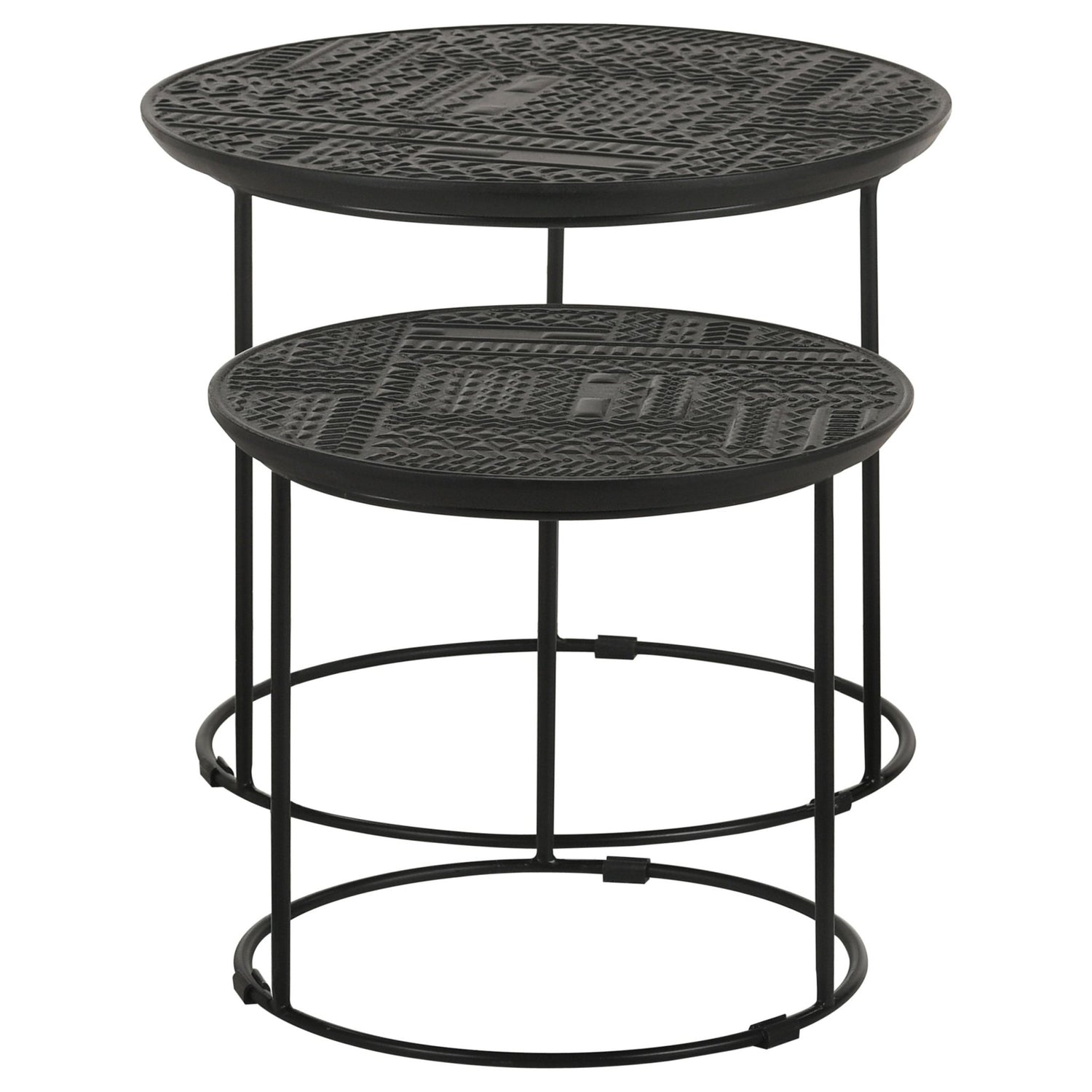 Loannis 2 - piece Round Nesting Table Matte Black | Coaster | Home Elegance USA