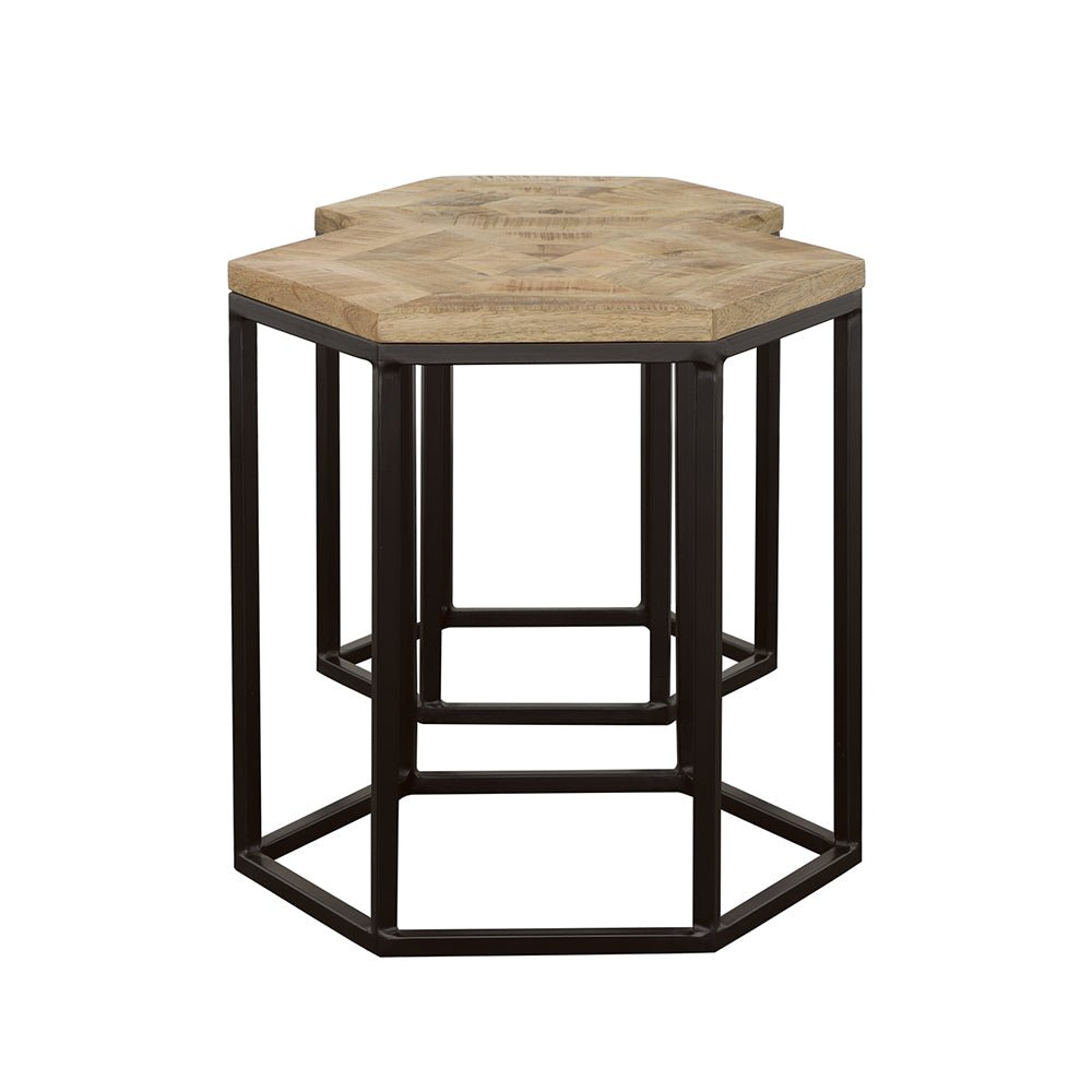 Adger 2 - piece Hexagon Nesting Tables Natural and Black | Coaster | Home Elegance USA