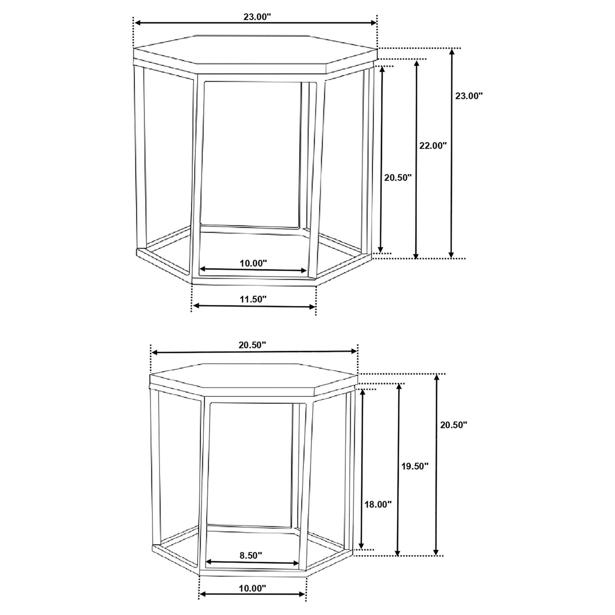 Adger 2 - piece Hexagon Nesting Tables Natural and Black | Coaster | Home Elegance USA