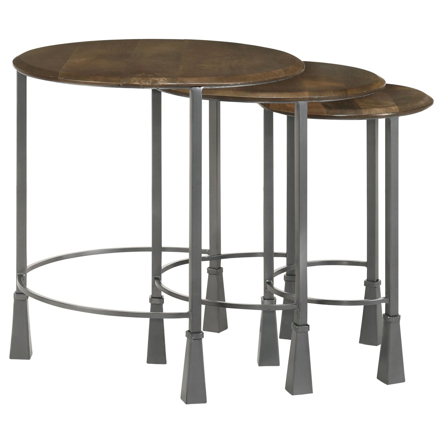 Deja 3 - piece Round Nesting Table Natural and Gunmetal | Coaster | Home Elegance USA