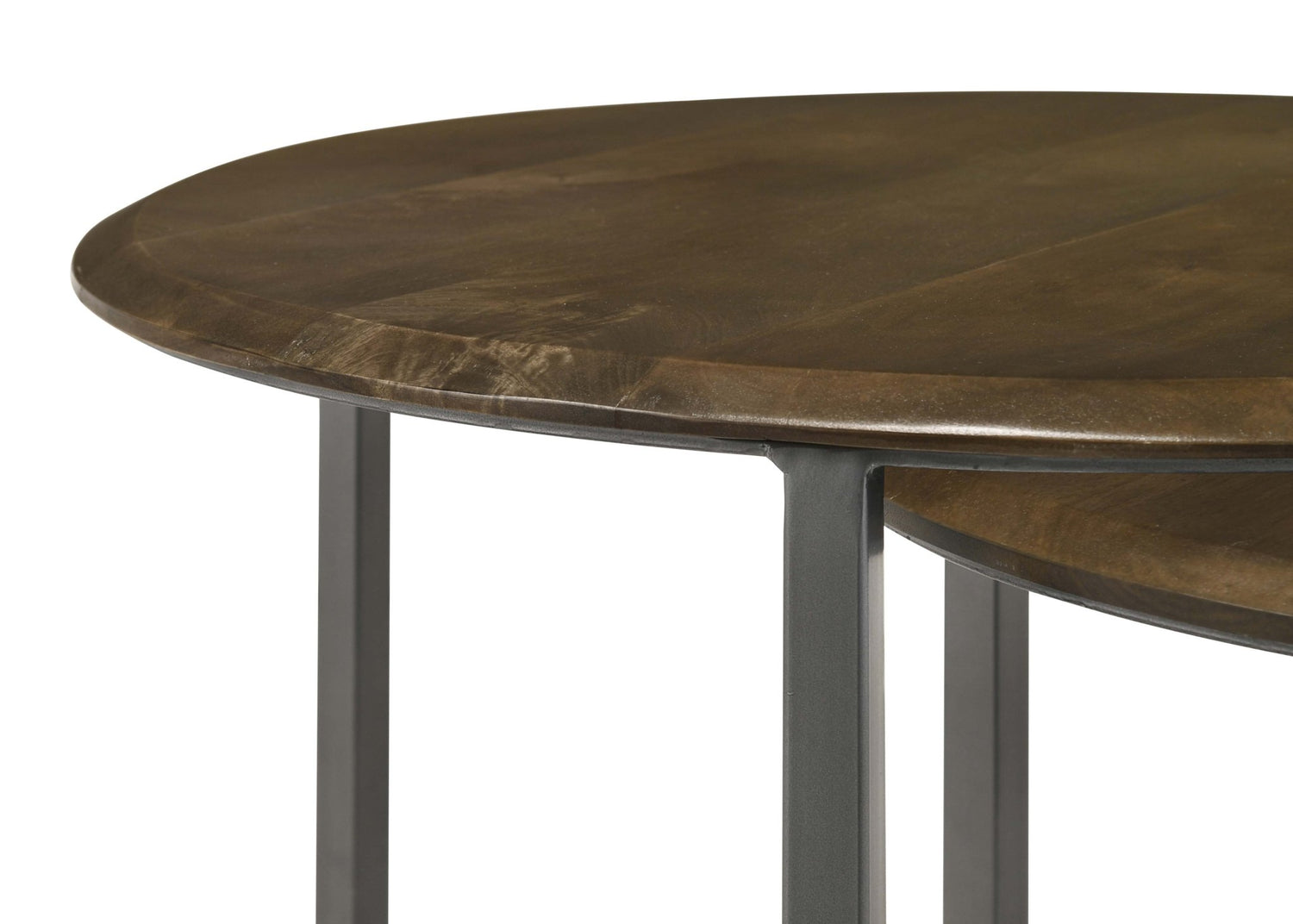 Deja 3 - piece Round Nesting Table Natural and Gunmetal | Coaster | Home Elegance USA