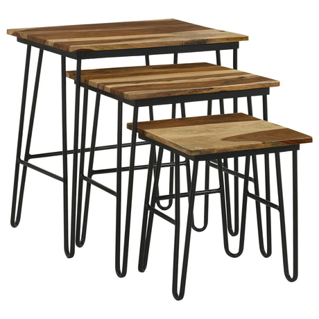 Nayeli 3 - piece Nesting Table with Hairpin Legs Natural and Black | Coaster | Home Elegance USA