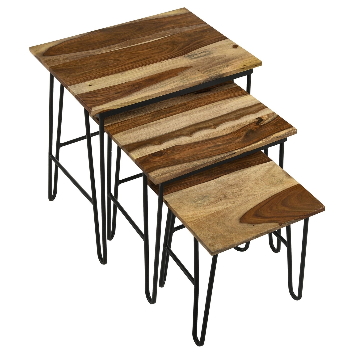 Nayeli 3 - piece Nesting Table with Hairpin Legs Natural and Black | Coaster | Home Elegance USA