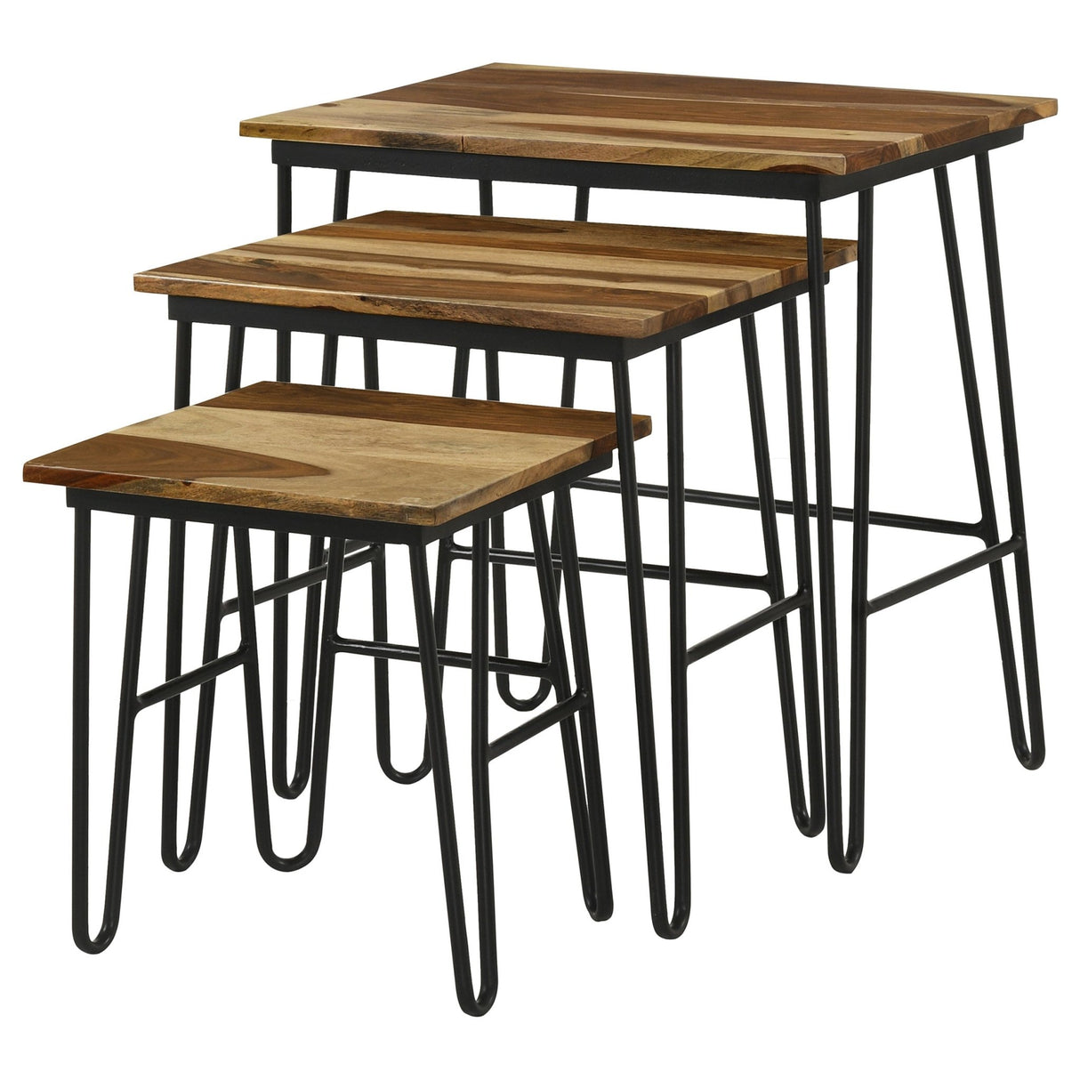 Nayeli 3 - piece Nesting Table with Hairpin Legs Natural and Black | Coaster | Home Elegance USA