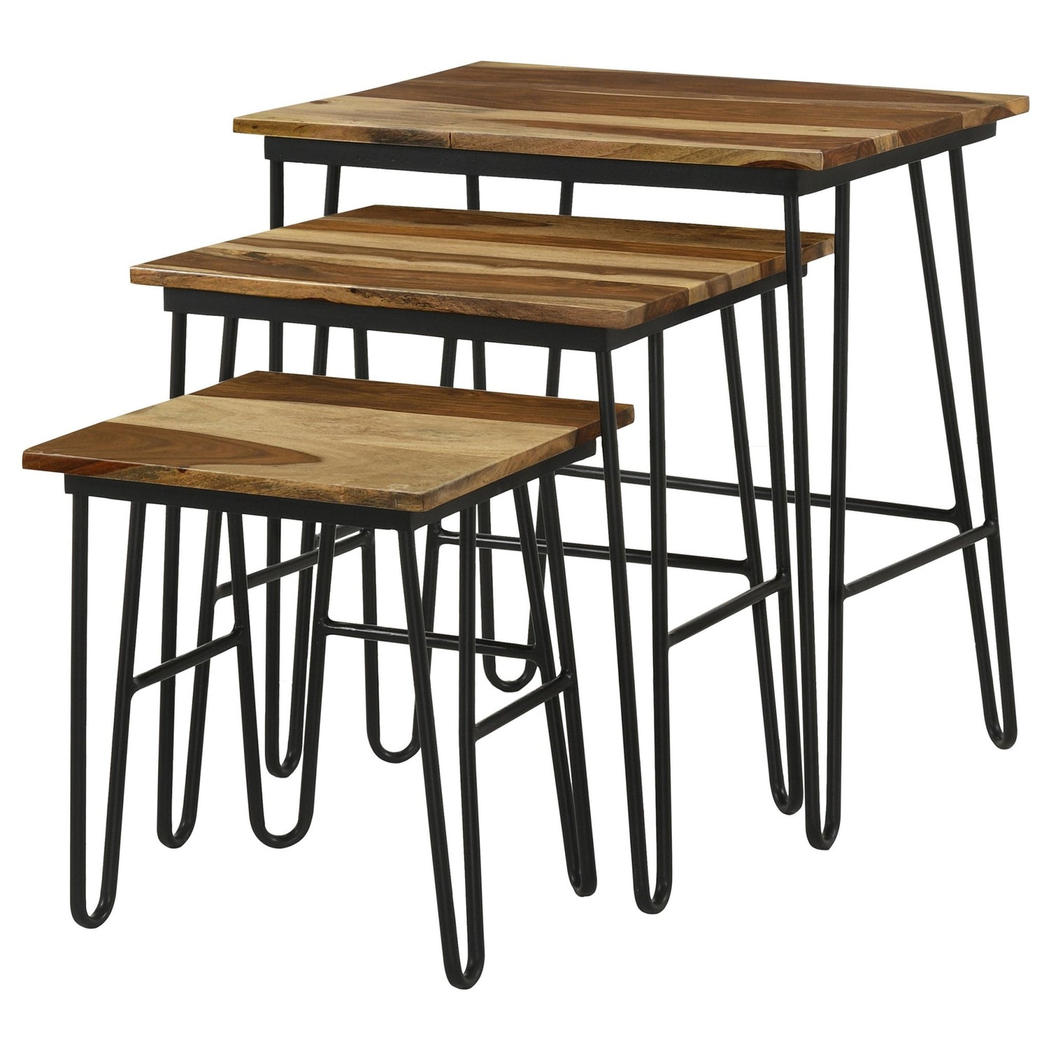 Nayeli 3 - piece Nesting Table with Hairpin Legs Natural and Black | Coaster | Home Elegance USA