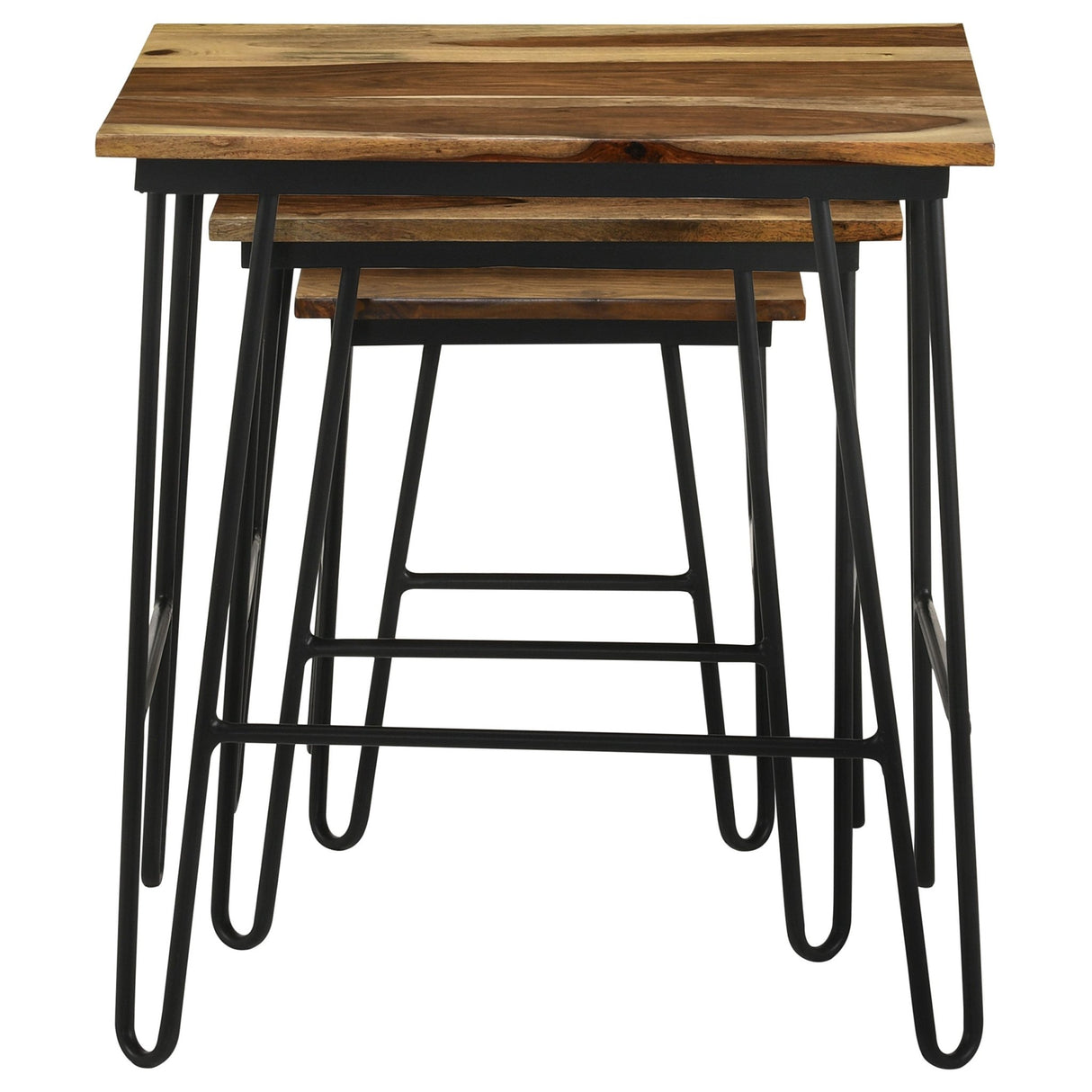 Nayeli 3 - piece Nesting Table with Hairpin Legs Natural and Black | Coaster | Home Elegance USA