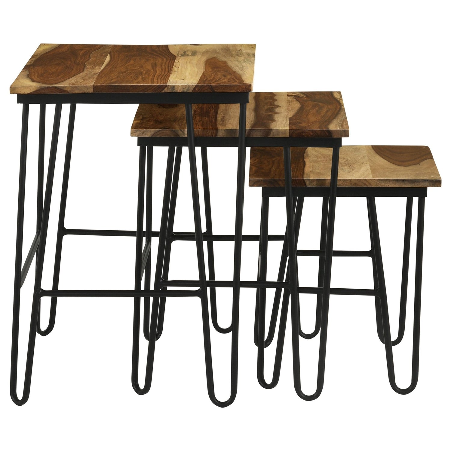 Nayeli 3 - piece Nesting Table with Hairpin Legs Natural and Black | Coaster | Home Elegance USA
