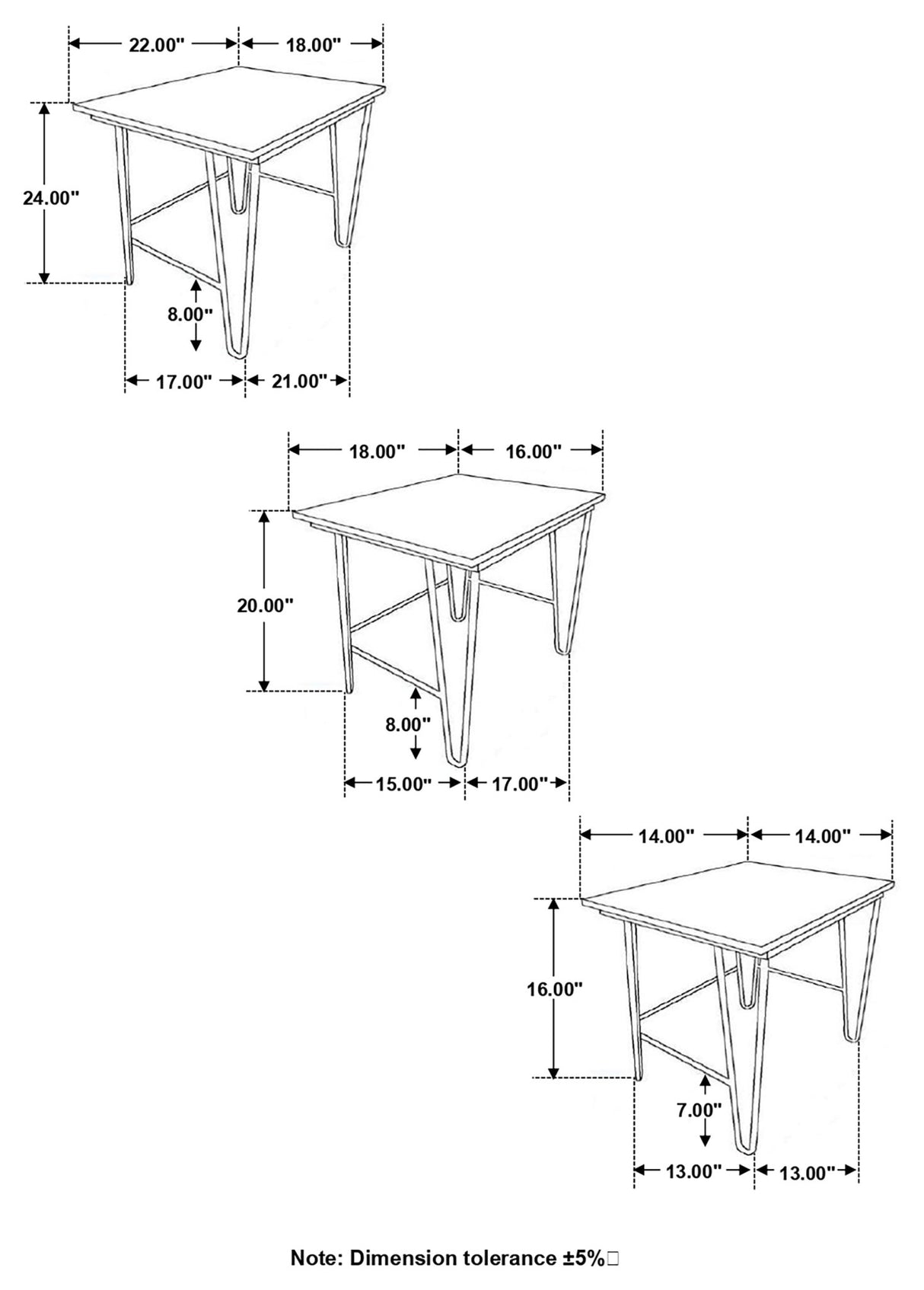 Nayeli 3 - piece Nesting Table with Hairpin Legs Natural and Black | Coaster | Home Elegance USA
