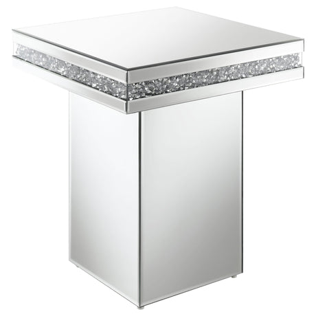 Side Table - Elora Pedestal Square Top Accent Table Mirror