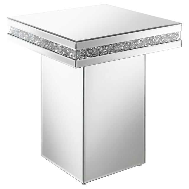 Side Table - Elora Pedestal Square Top Accent Table Mirror