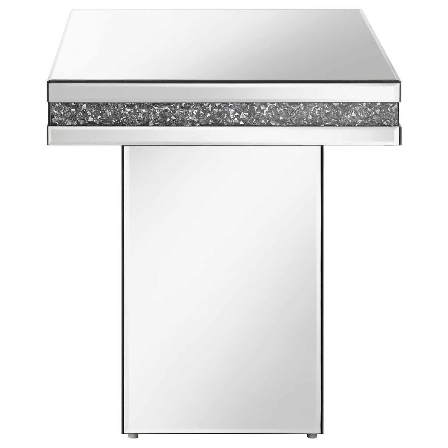 Side Table - Elora Pedestal Square Top Accent Table Mirror
