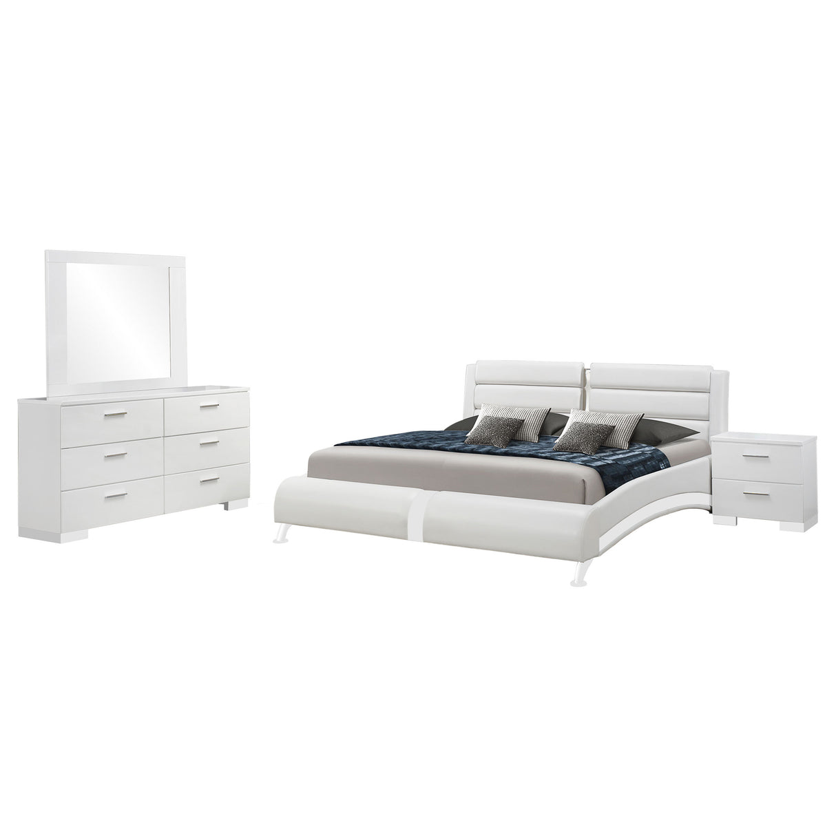 Escalon Glossy White 4-piece Queen Bedroom Set