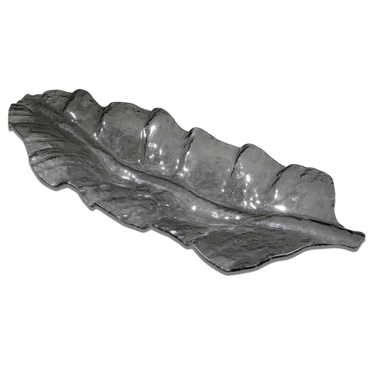 Smoked Leaf Glass Tray - Dark Gray by Uttermost - View 1