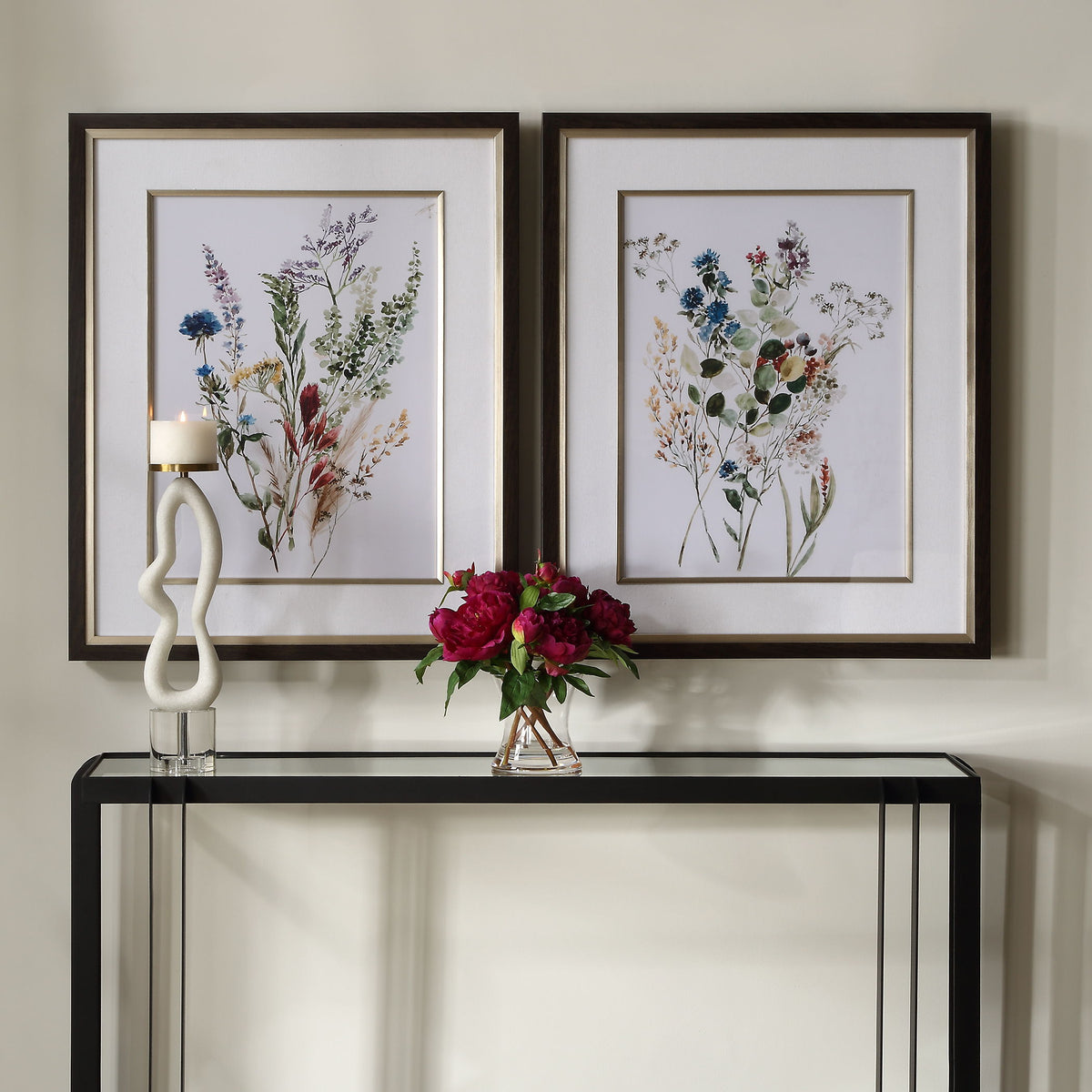 Delicate Flowers Framed Prints (Set of 2) - Green by Uttermost - View 2
