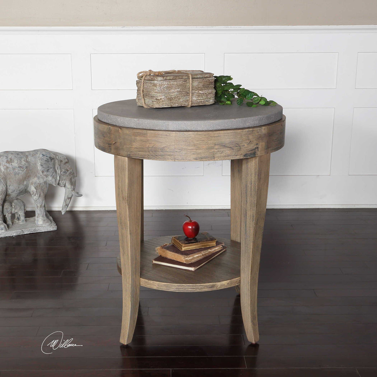 Deka Round Side Table Gray & Light Brown - Gray / Light Brown by Uttermost - View 6