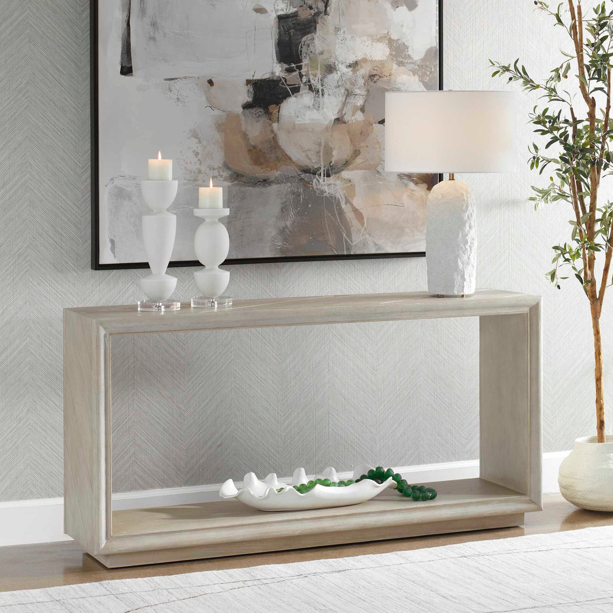 Prism Light Oak Console Table - Gray by Uttermost - View 3