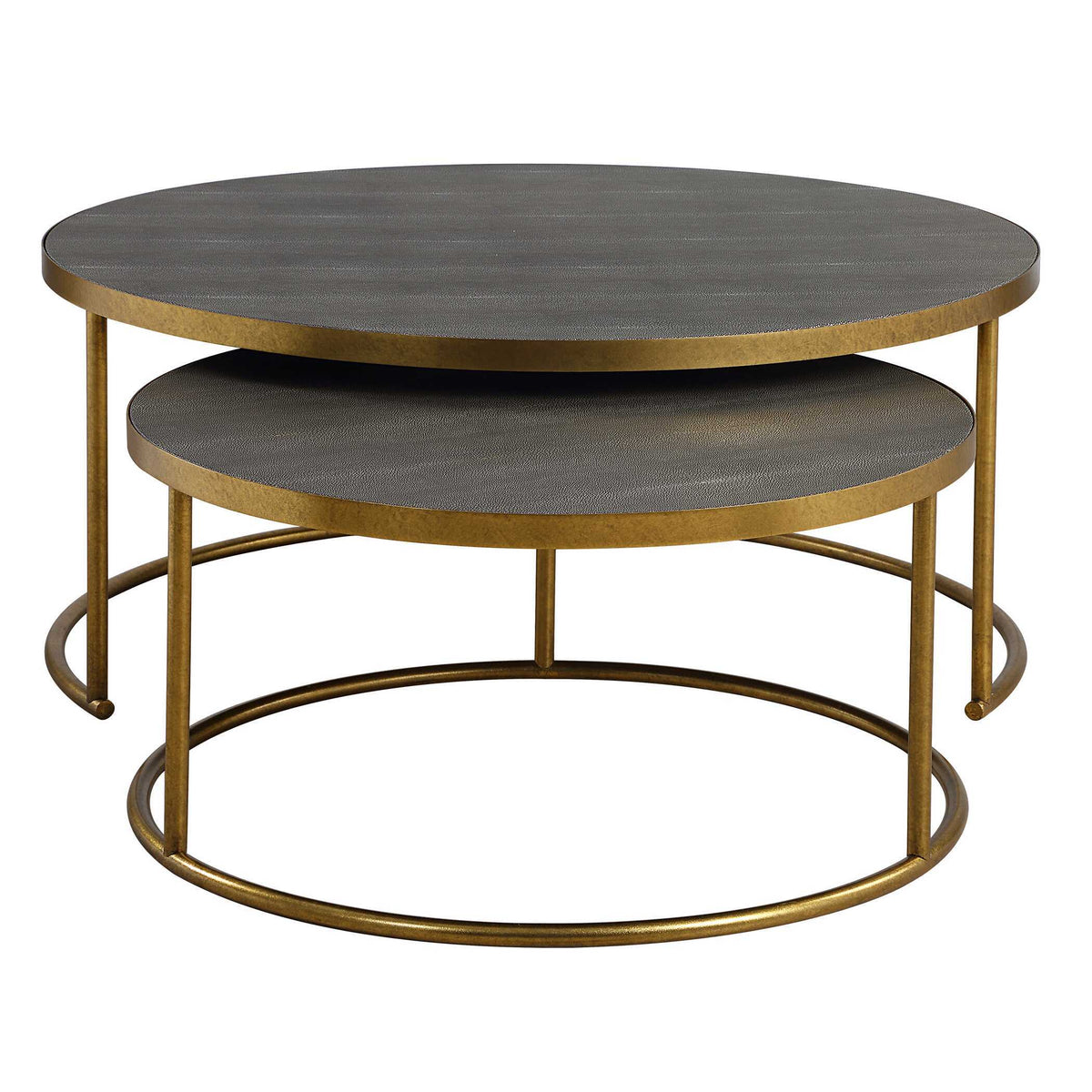 Aragon Nesting Coffee Tables (Set of 2) - Dark Gray / Bronze by Uttermost - View 1