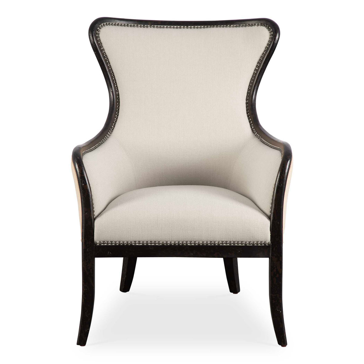 Sandy Wing Back Armchair Beige & Dark Brown - Beige / Dark Brown by Uttermost - View 1