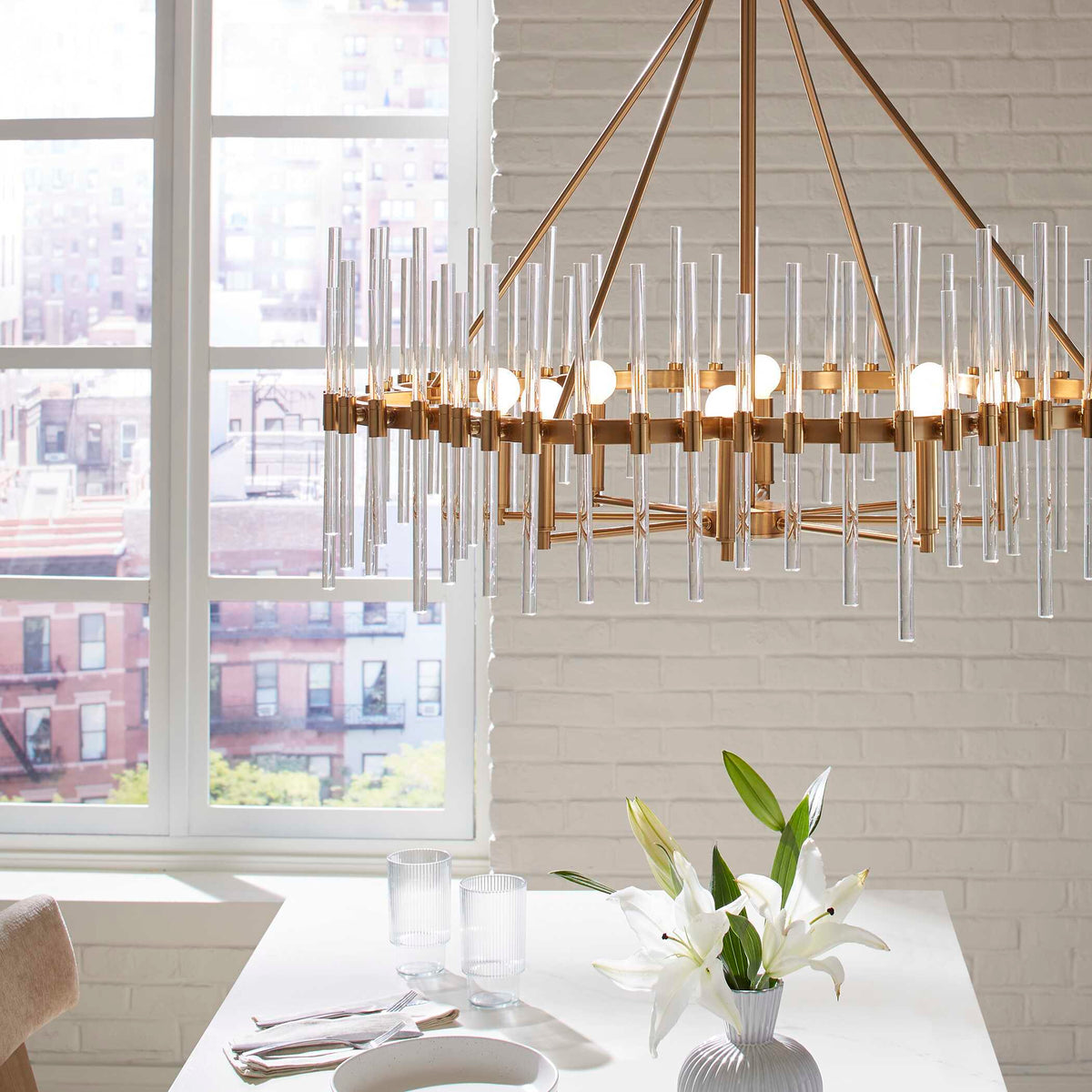 Crystal Stick 8 Light Chandelier Brass - Bronze by Uttermost - View 3