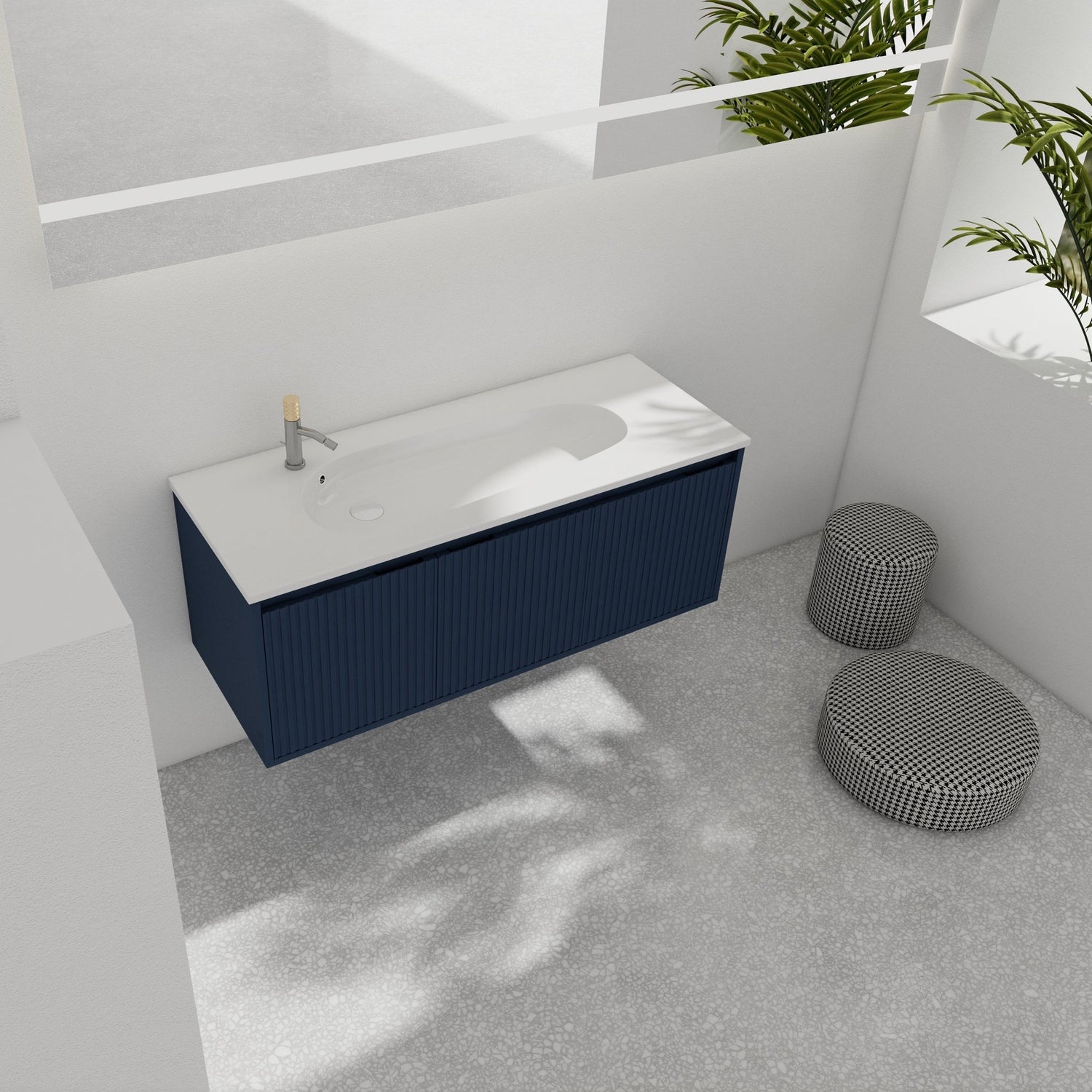 48" Floating Bathroom Vanity with Drop - Shaped Resin Sink(BVB05848BNL - GRBSD48S) | Home Elegance USA