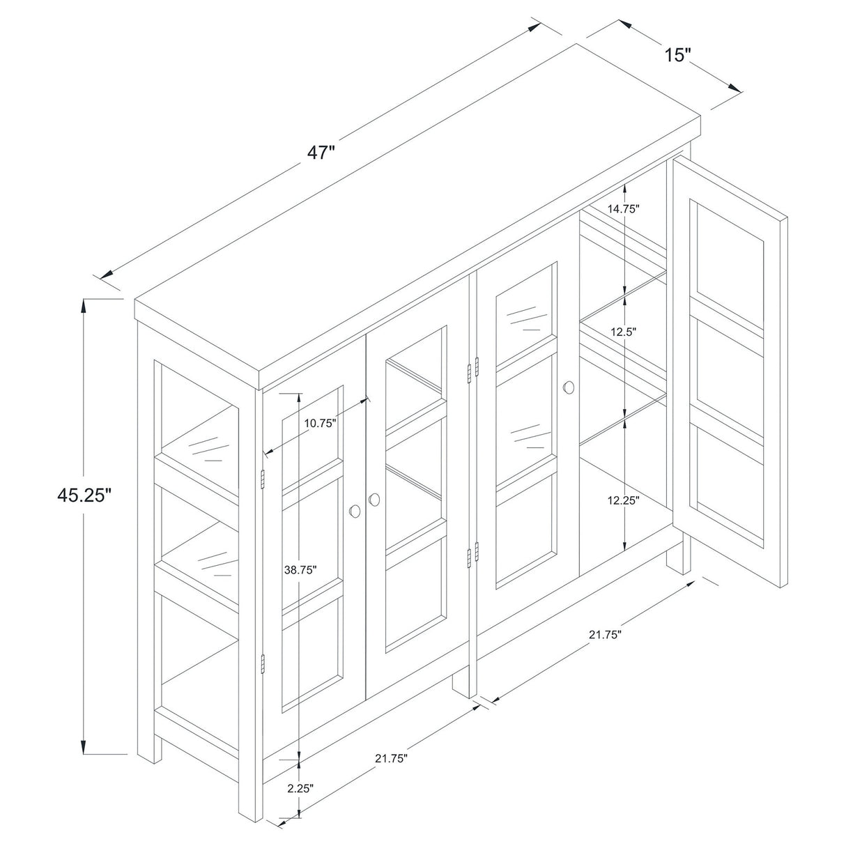 Sable 4 - door Display Accent Cabinet White | Coaster | Home Elegance USA