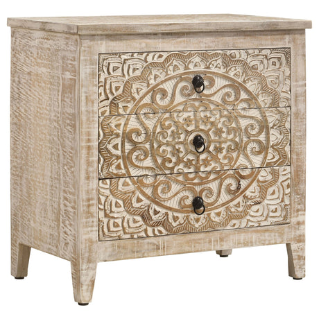 Mariska 3 - drawer Wooden Accent Cabinet White Distressed | Coaster | Home Elegance USA