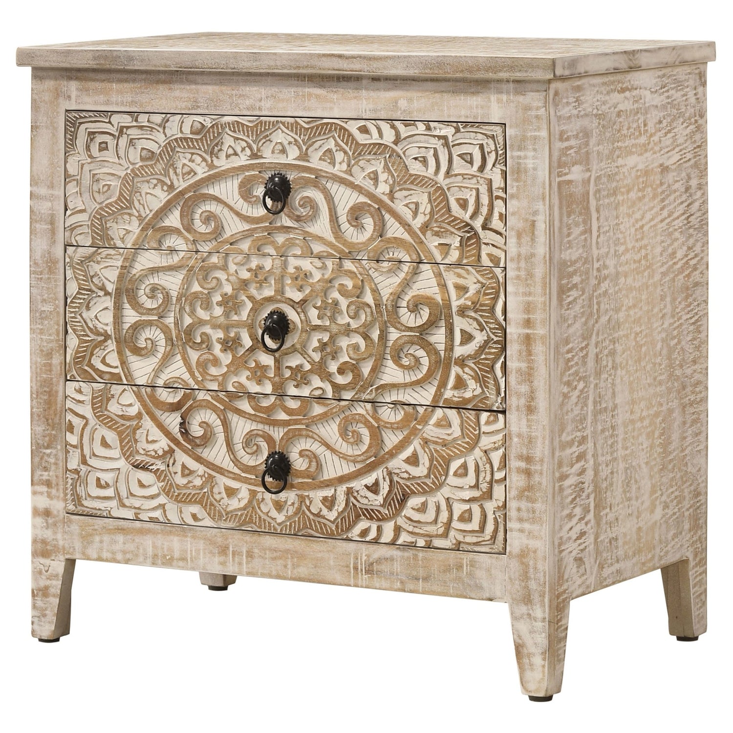 Mariska 3 - drawer Wooden Accent Cabinet White Distressed | Coaster | Home Elegance USA