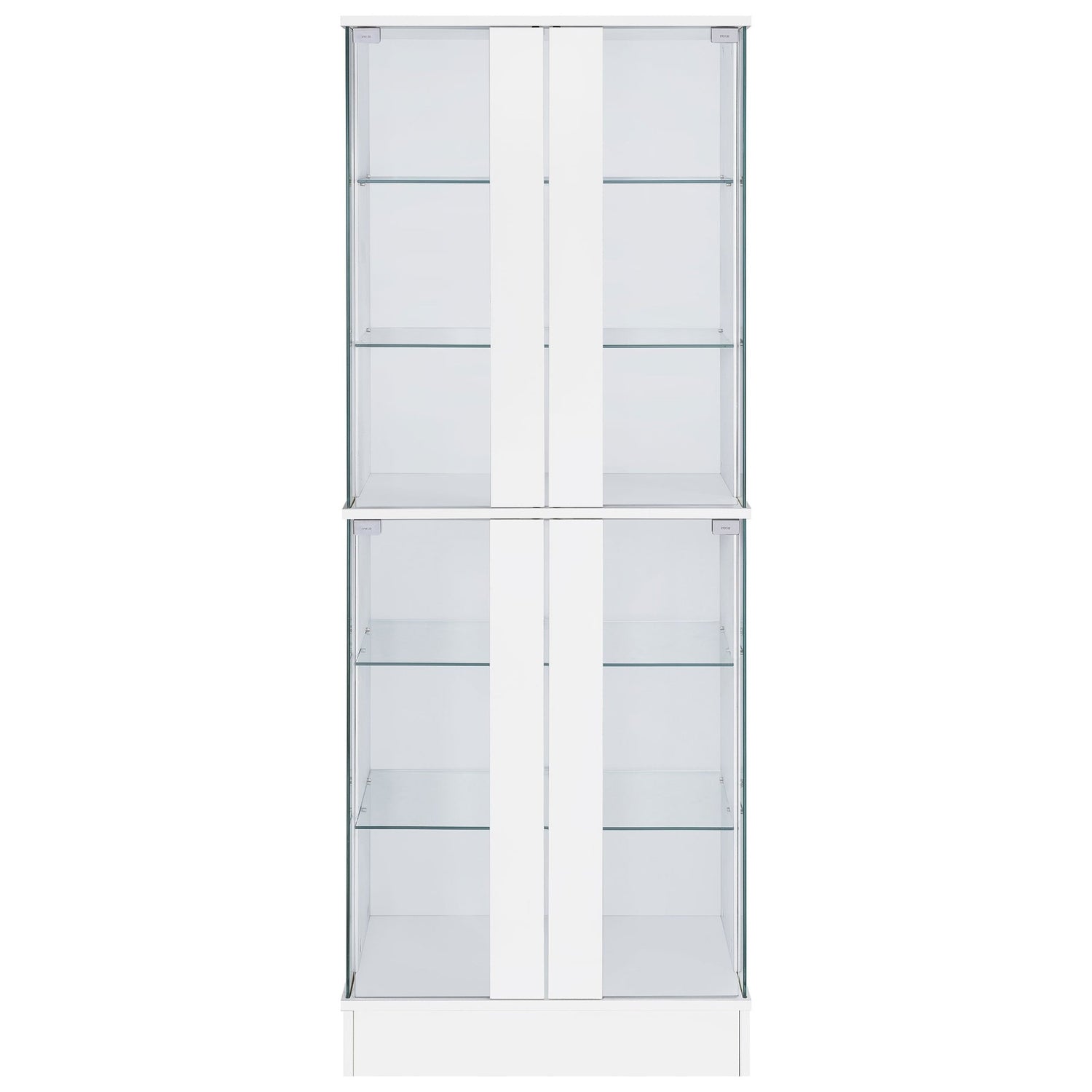 Cabra Display Case Curio Cabinet with Glass Shelves and LED Lighting White High Gloss | Coaster | Home Elegance USA