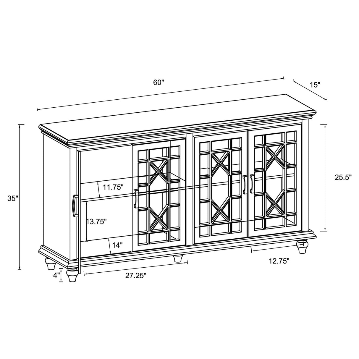 Kovu 4 - door Accent Cabinet Black | Coaster | Home Elegance USA