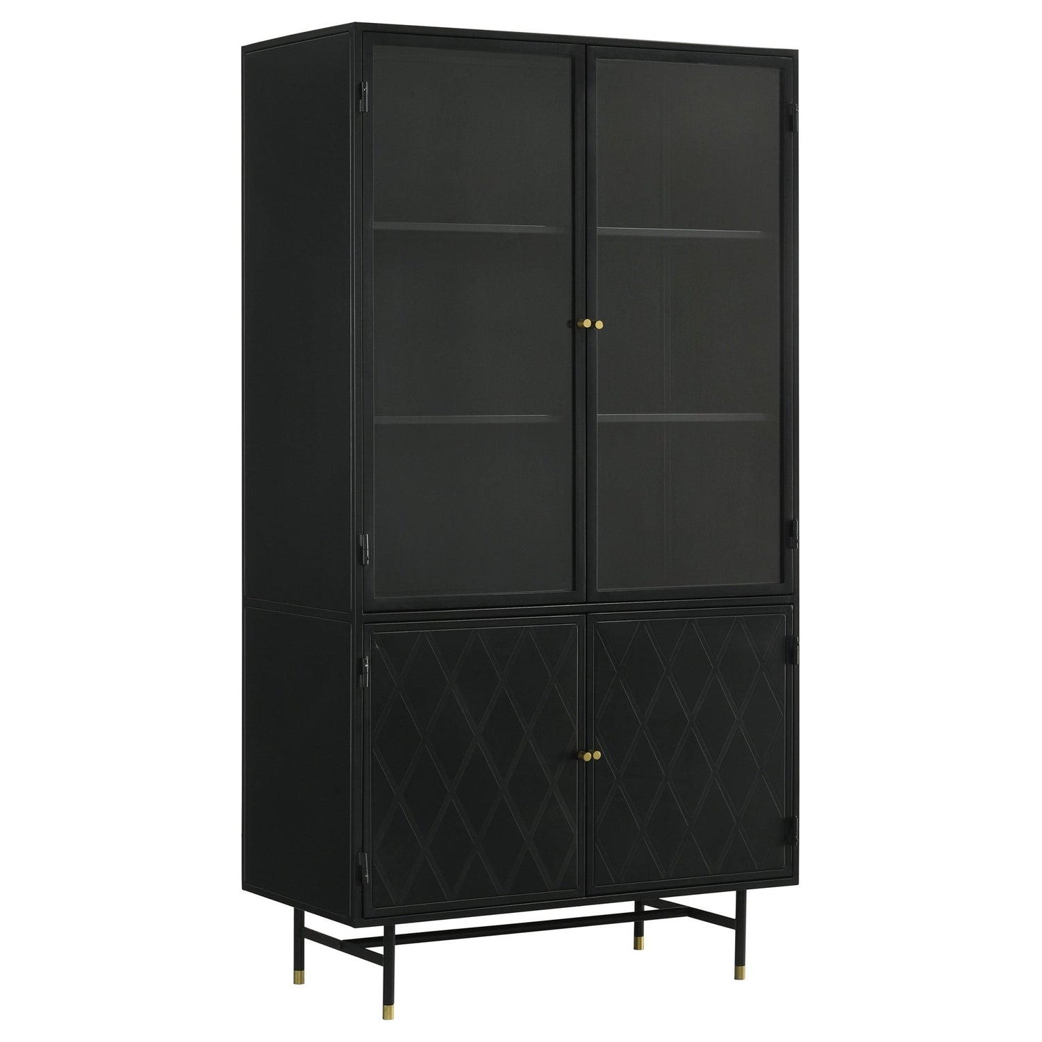 Tall Accent Cabinet - Santiago Rectangular 4-door Cabinet Matte Black
