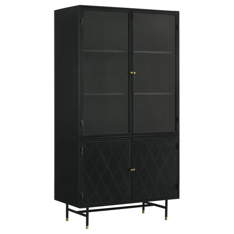 Tall Accent Cabinet - Santiago Rectangular 4-door Cabinet Matte Black