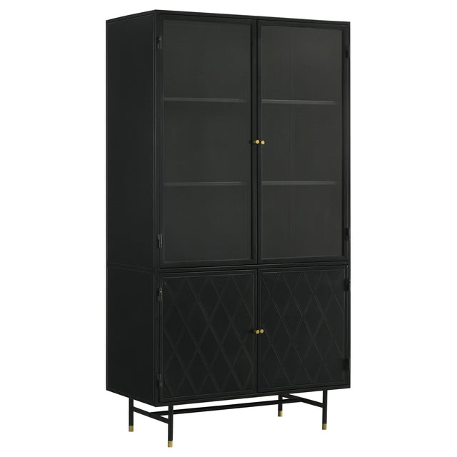 Tall Accent Cabinet - Santiago Rectangular 4-door Cabinet Matte Black
