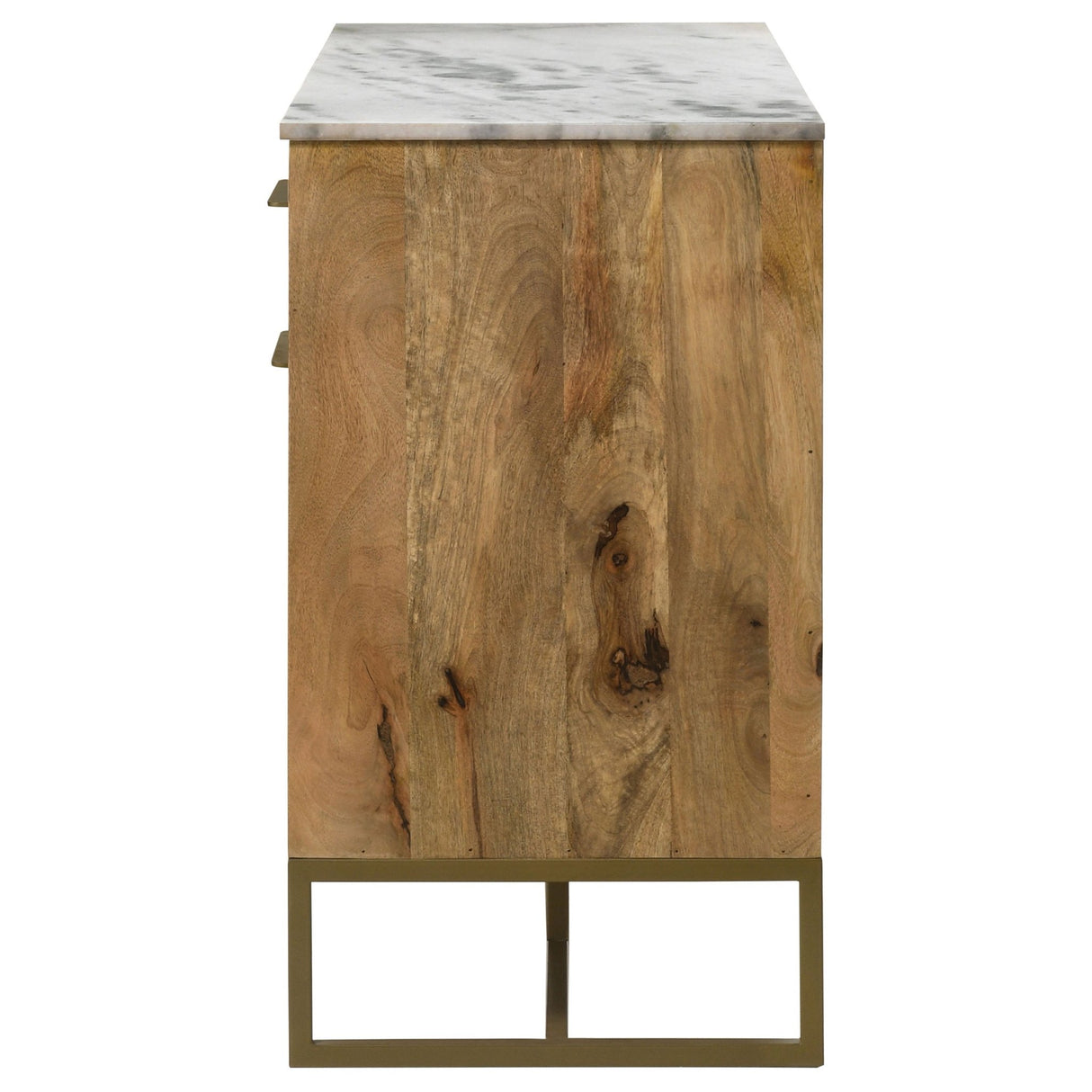 Keaton 3 - door Accent Cabinet with Marble Top Natural and Antique Gold | Coaster | Home Elegance USA