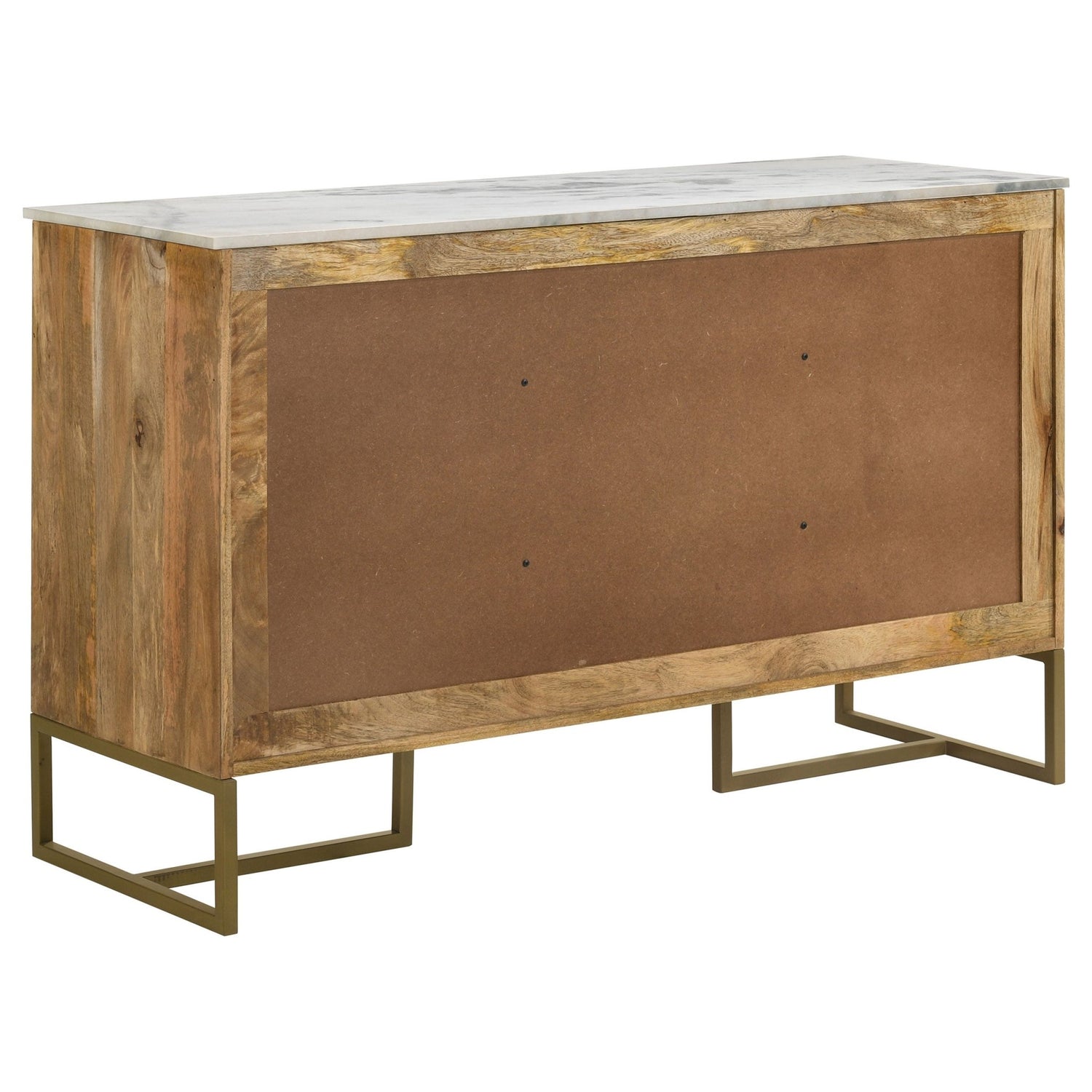 Keaton 3 - door Accent Cabinet with Marble Top Natural and Antique Gold | Coaster | Home Elegance USA