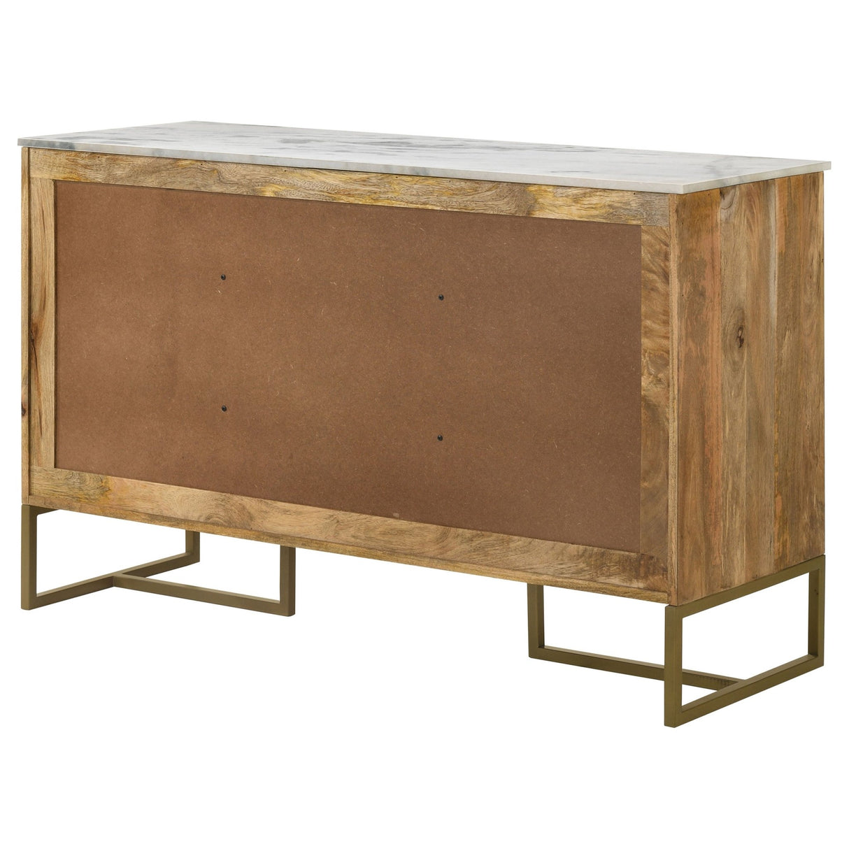 Keaton 3 - door Accent Cabinet with Marble Top Natural and Antique Gold | Coaster | Home Elegance USA