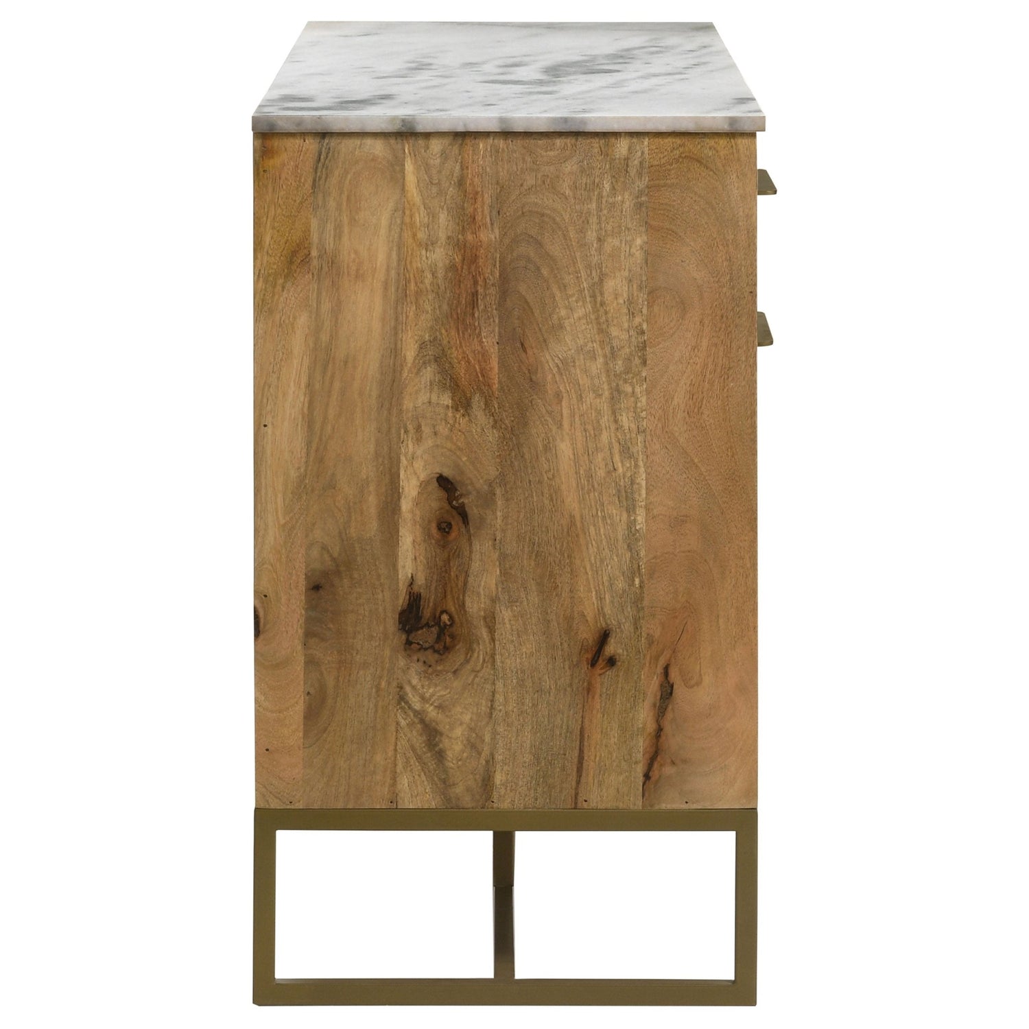 Keaton 3 - door Accent Cabinet with Marble Top Natural and Antique Gold | Coaster | Home Elegance USA