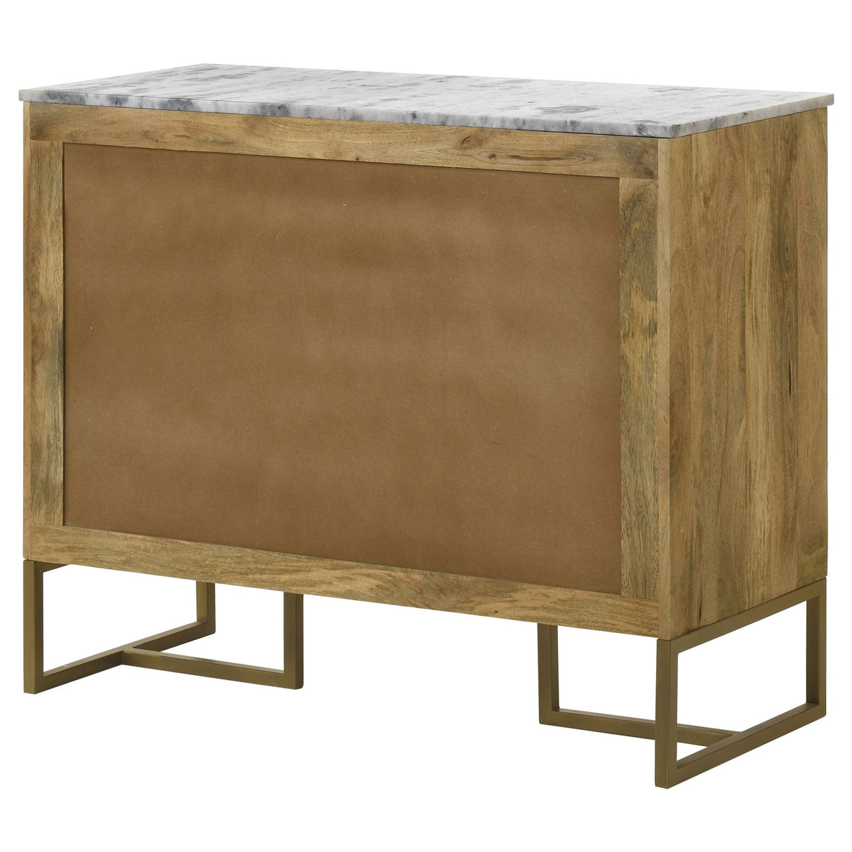 Keaton 2 - door Accent Cabinet with Marble Top Natural and Antique Gold | Coaster | Home Elegance USA