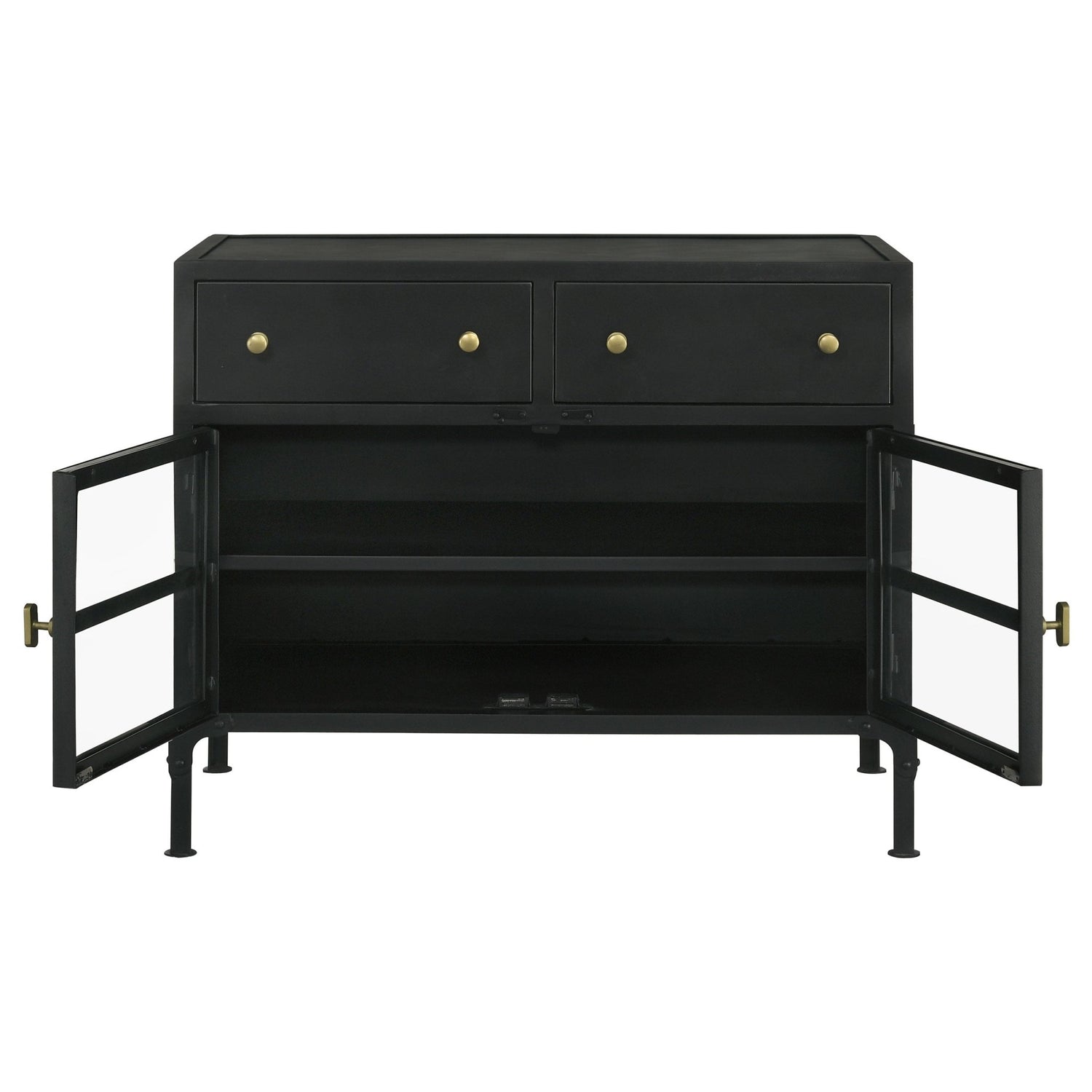 Accent Cabinet - Sadler 2-drawer Accent Cabinet with Glass Doors Black